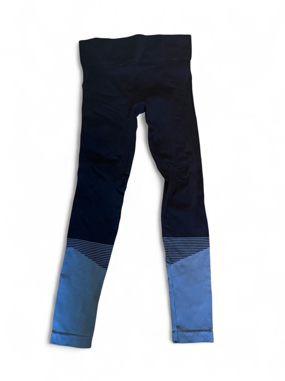 Women's High-Waist Colorblock Leggings - Navy with Light Blue Panels